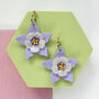 Lilac Columbine Flower Statement Dangle Earrings, thumbnail 4 of 5