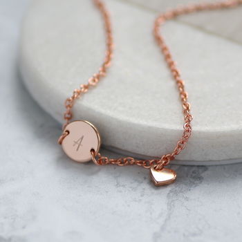 Personalised Rose Gold Plated Necklace With Heart Charm, 5 of 8