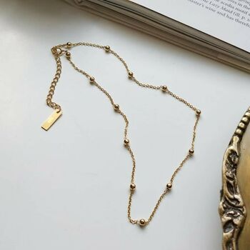 Dainty 14 K Gold Bead Choker Necklace, 5 of 9