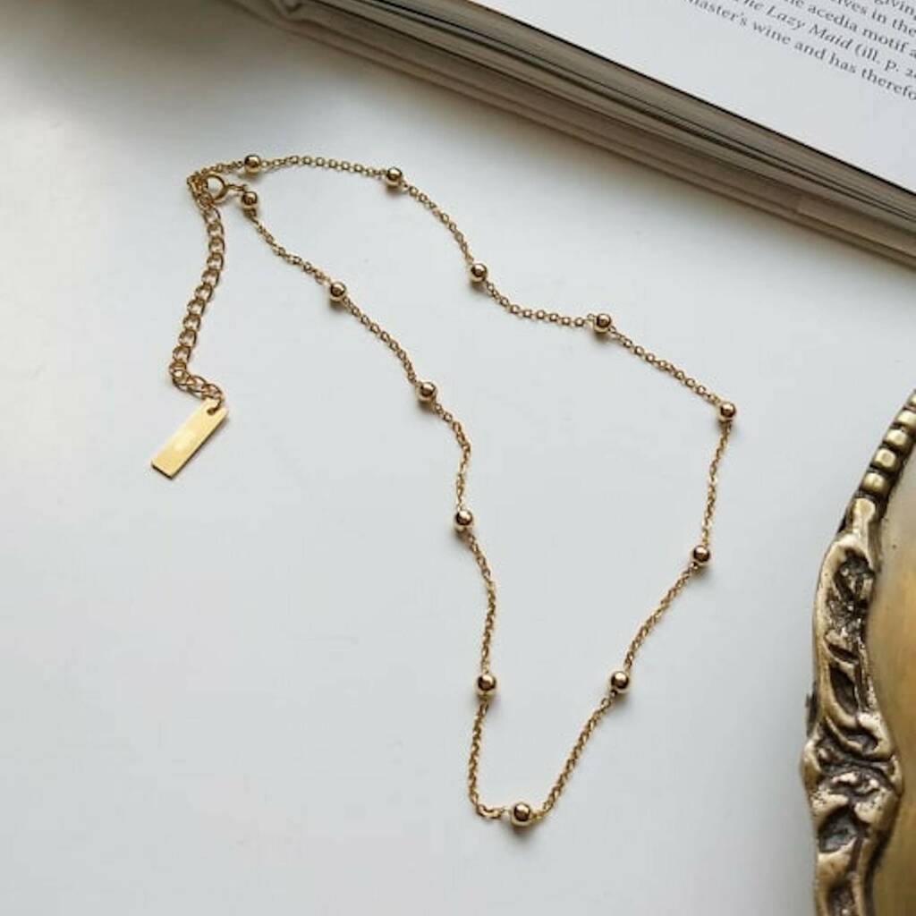 Dainty 14 K Gold Bead Choker Necklace By Elk & Bloom ...