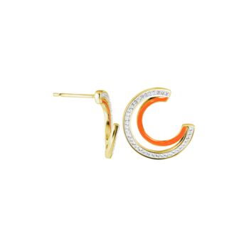 Evoke Gold Plated Crystal Enamel Crescent Stud Earrings, 4 of 6