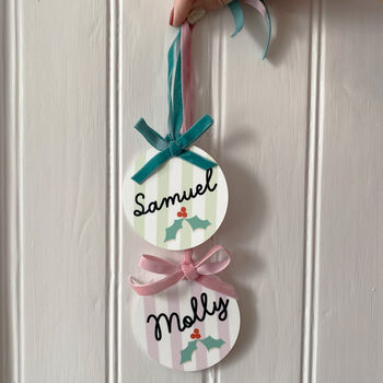 Christmas Stocking Tag Striped With Holly Design, 10 of 10