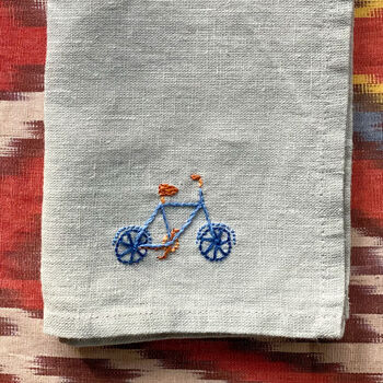Bespoke Hand Embroidered Linen Napkin, 2 of 11