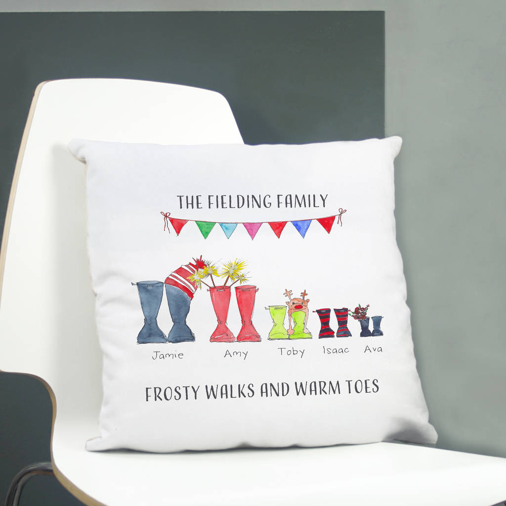 Christmas Welly Boot Personalised Cushion Cover By This Is Nessie