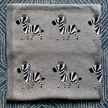 Zebra Knitted Cotton Blanket, 5 of 5