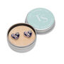 Jasmine Blue Floral Heart Stud Earrings In A Tin, thumbnail 1 of 3