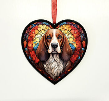 Basset Hound Stained Glass Effect Heart Suncatcher, 6 of 6