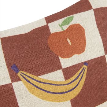 Vibes Rectangular Cushion Maroon Checks Fruit, 3 of 3