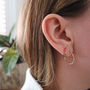 Green Gemstone Huggie Hoop Earrings, thumbnail 2 of 4