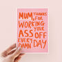Working Your Ass Off Mother's Day Card, thumbnail 3 of 3