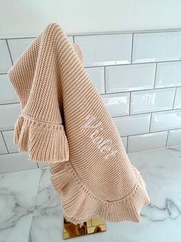 Personalised Embroided Knitted Ruffle Blanket, 3 of 4