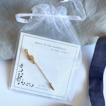 Treble Clef Silver Or Gold Lapel Stick Pin, Music Lovers Gift, Groomsmen Gift Music Teacher Gift End Of Term Gift, 2 of 10