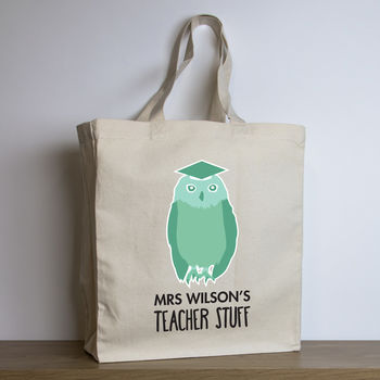 Personalised Teacher Tote Bag, Owl Design, 2 of 3