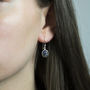 Sterling Silver Dangly Labradorite Oval Earrings, thumbnail 2 of 3
