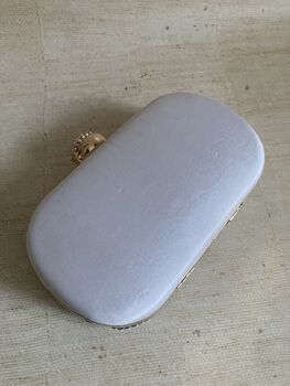 White Handcrafted Oval Clutch Bag, 5 of 10