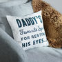 Personalised 'Resting His Eyes' Cushion, thumbnail 1 of 2