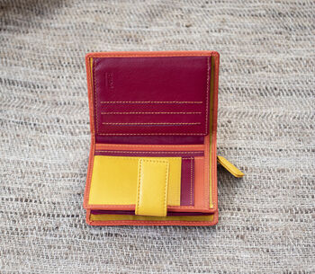Personalised Orange Small Leather Purse Wallet, 3 of 12