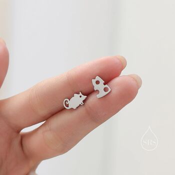 Mouse And Cheese Stud Earrings In Sterling Silver, 2 of 12