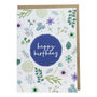 Blue Pressed Flowers Birthday Card, thumbnail 3 of 3