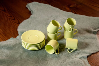 Set Of Six Porcelain Espresso Cup And Saucer Yellow, 2 of 7