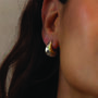 Teardrop Hoop Earrings In 18 K Gold And Rhodium Plated Sterling Silver, thumbnail 7 of 7