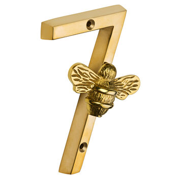 Solid Brass Bee Numbers In Brass Finish Four Inch, 8 of 10