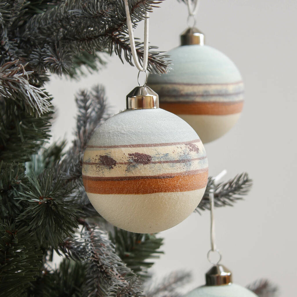 Three Duck Egg Toned Baubles By Marquis & Dawe
