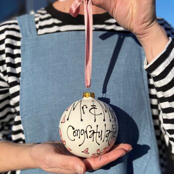Personalised Hanging Bauble Wedding Gift Decoration, 4 of 4