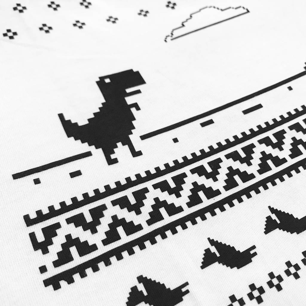 mens google chrome dinosaur game christmas t shirt by jolly | notonthehighstreet.com