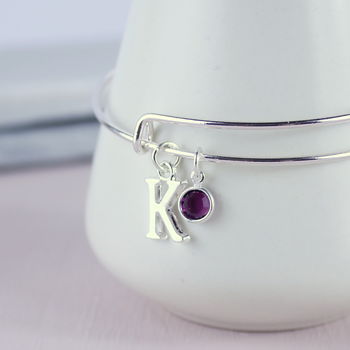 Personalised Initial Birthstone Bangle, 7 of 10