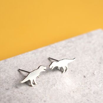 Sterling Silver T Rex Stud Earrings, 2 of 6