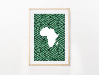 Green Map Of Africa Wall Art Print, Travel Poster A3, 5 of 6
