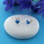 Blue Enamel Heart Studs, thumbnail 1 of 2