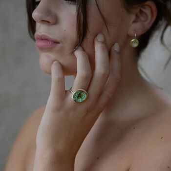 Large Round Emerald Reef Adjustable Ring, 2 of 10