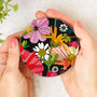 Round Coaster Floral Poppies Black Heat And Stain Proof, thumbnail 7 of 10