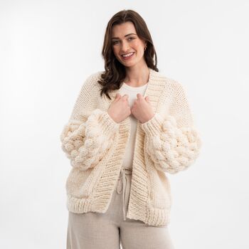 Easy Bubble Stitch Cardigan Knitting Kit, 4 of 12