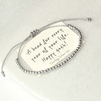 Sterling Silver 40th Birthday 40 Beads Bracelet, 5 of 6