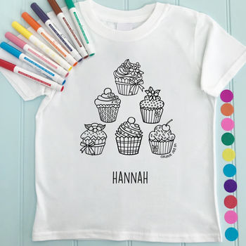 Personalised Girls Colour In T Shirt Cupcakes, 2 of 4