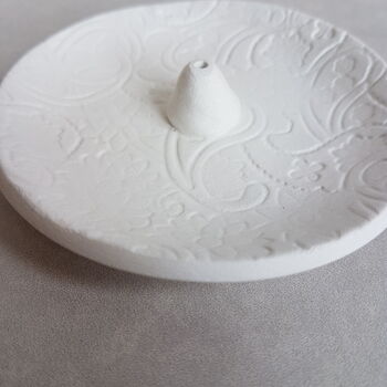 Paisley Pattern White Clay Incense Burner, 4 of 4
