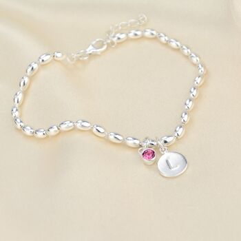 Personalised Silver Birthstone And Initial Bracelet, 3 of 8