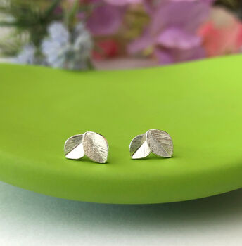 Thank You Bridesmaid Sterling Silver Mini Leaf Earrings, 5 of 12