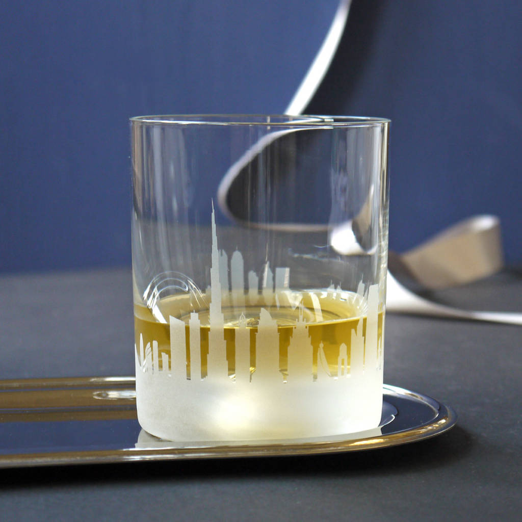 Pair Of Glass Dubai Skyline Tumblers By Inkerman London