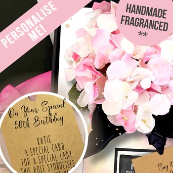 Handmade Scented Silk Peony Age Birthday Card For Woman, 4 of 4