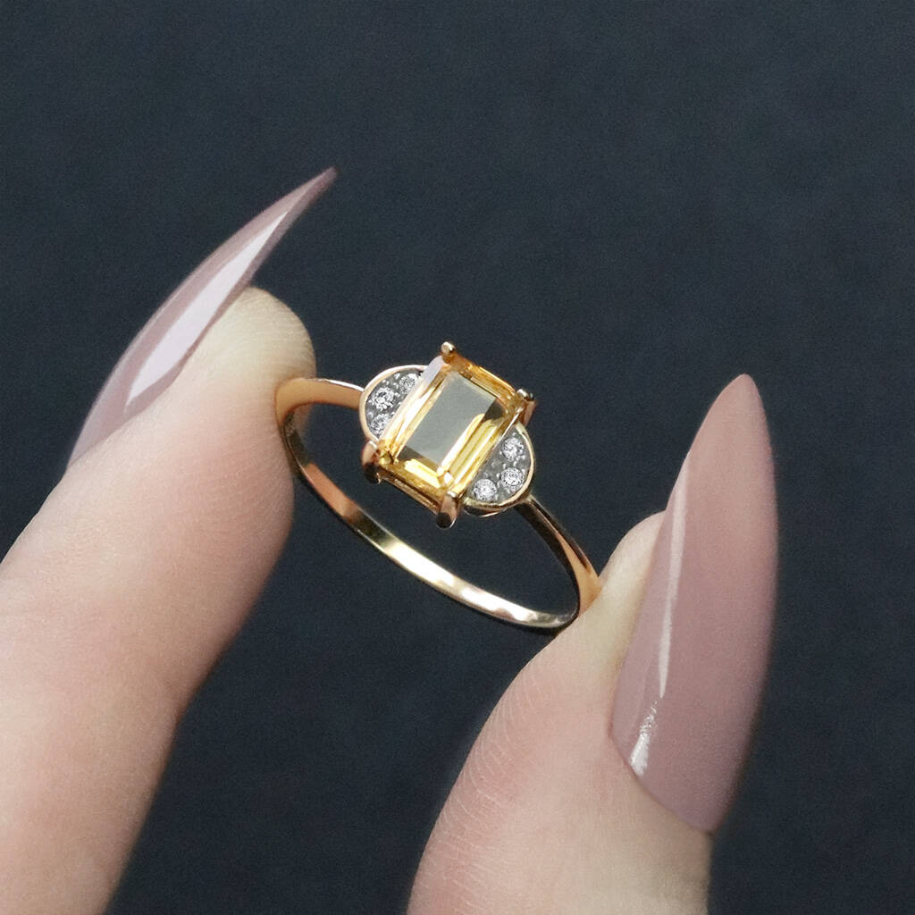 Citrine Ornamental Ring In Silver Or Gold, 1 of 6