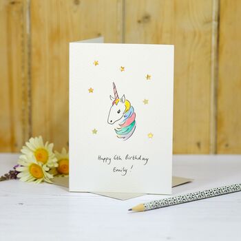 Personalised Sparkly Unicorn Handmade Card, 2 of 4