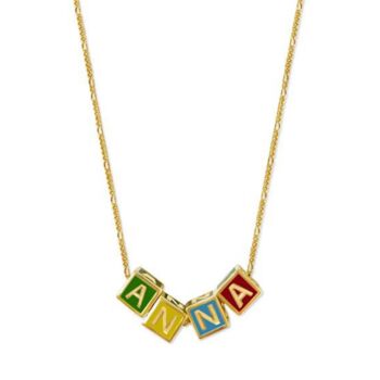 Personalised Enamel Cube Initial/Name Necklace, 4 of 9