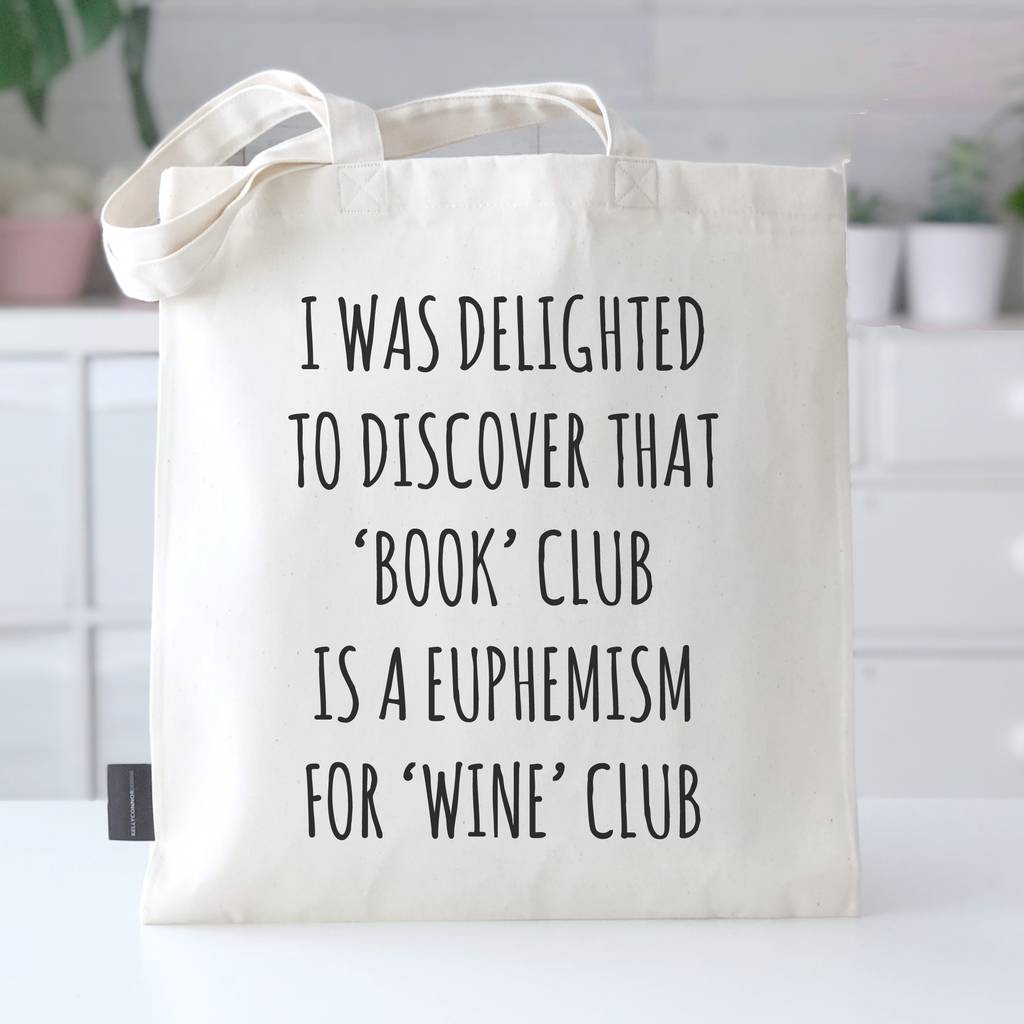 Book Lovers Gift 'Book Club Wine Club' Readers Tote Bag, 1 of 4