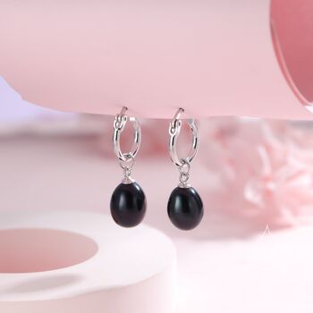 Natural Freshwater Pearl Huggie Hoop Earrings In Sterling Silver, 5 of 11