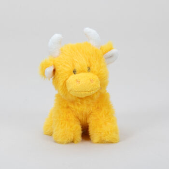 Personalised Mini Orange Collectible Highland Cow Soft Toy, Gift Box, 5 of 12