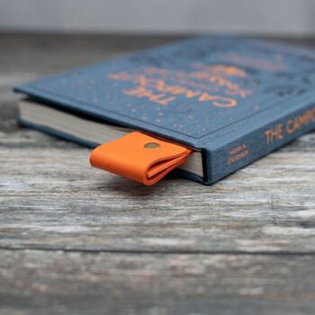 Personalised Orange Leather Bookmark, 4 of 7